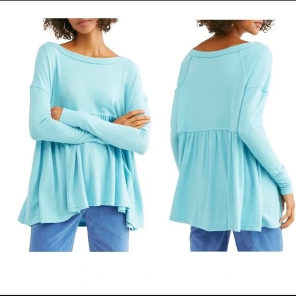 Free People Turquoise Mirage Forever Your Girl Tee - Picture 1 of 4